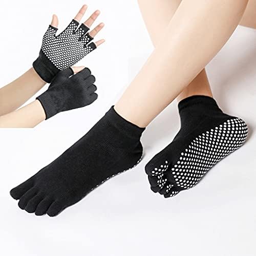 LSDJGDDE 2021 Yeni Kadın Yoga Eldivenleri Çorap Seti Hava Yoga Aksesuarları Beş Parmak Eldiven Beş Parmaklı Çorap