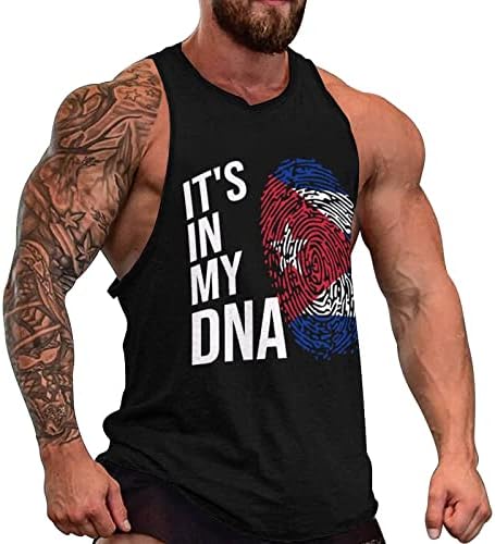 Bu Benim DNA Küba Bayrağı erkek Spor Tankı Üstleri Baskı Kolsuz Crewneck Yelek İnce Kas Kesim Gömlek
