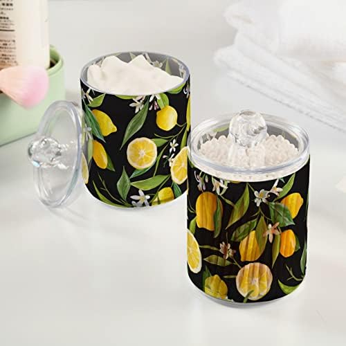 YYZZH Limon Dilim Meyve Limon Yasemin Çiçek Yaprakları Şube 4 Paket Qtip Tutucu Dağıtıcı pamuklu çubuk Topu Yuvarlak