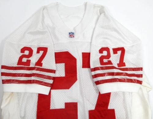 1980'lerin sonu 1990'ların başı San Francisco 49ers 27 Oyunu Kullanılmış Beyaz Forma 722-İmzasız NFL Oyunu Kullanılmış