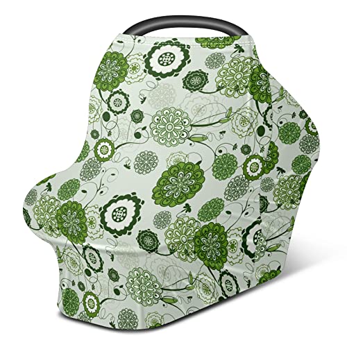 Bebek Araba Koltuğu Kapakları Yeşil Çiçek Desen Modern Sanat Hemşirelik Kapak Emzirme Eşarp Arabası Kapak Bebekler