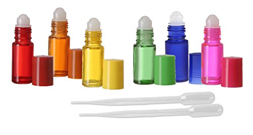 12 Aromaterapi Cam Şişeler Üzerinde Rulo 4ml, Gökkuşağı Çeşitli Renkler-Grand Parfums tarafından - 12 Renkli Rollon