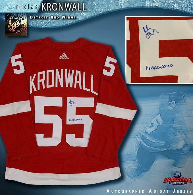 NİKLAS KRONWALL İmzalı Detroit Red Wings Kırmızı Adidas PRO Forması - KRONWALLED İmzalı NHL Formaları