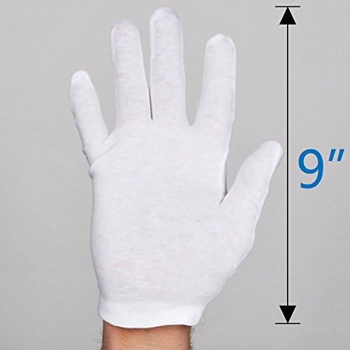 Selızo 12 Pairs Beyaz pamuklu eldivenler Kozmetik Nemlendirici Kuru Eller Sikke Takı Muayene El Spa-Büyük Boy