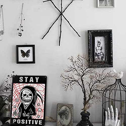 Kafatası Odası İşareti Komik Gotik Duvar Dekor Ürkütücü Ev Dekor Estetik Goth yatak odası dekoru Vintage Metal Tabelalar