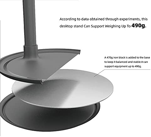 Uumauny Masanın Çift Telefon Standı, Masanın Tablet Tutacağı, Ayarlanabilir Yükseklik, Siyah, Sabit Taban, 10,9 inç'e
