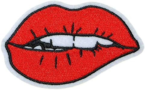 JPT-Sexy Kırmızı Bite Ağız İşlemeli Aplike Demir / Yamalar üzerinde Dikmek Rozeti Sevimli Logo Yama Yelek Ceket Gömlek