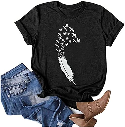 Bayan Üstleri 2023 Yaz Moda bir Dilek tut Tees Bluz Şık Rahat Kısa Kollu Crewneck Karahindiba Temel Gömlek