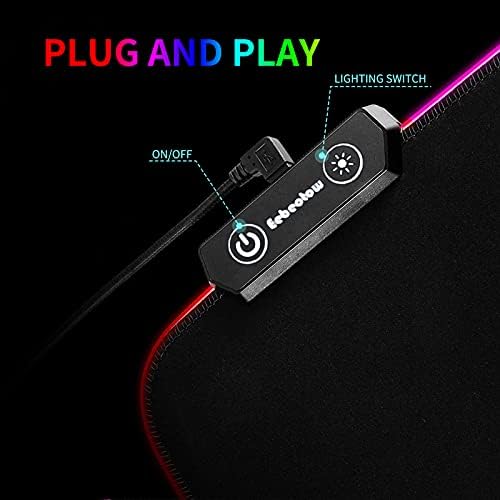 RGB Oyun Mouse Pad, 14 Aydınlatma Modu ile Genişletilmiş Büyük Mouse Pad, Su Geçirmez ve Kaymaz Kauçuk Taban klavye