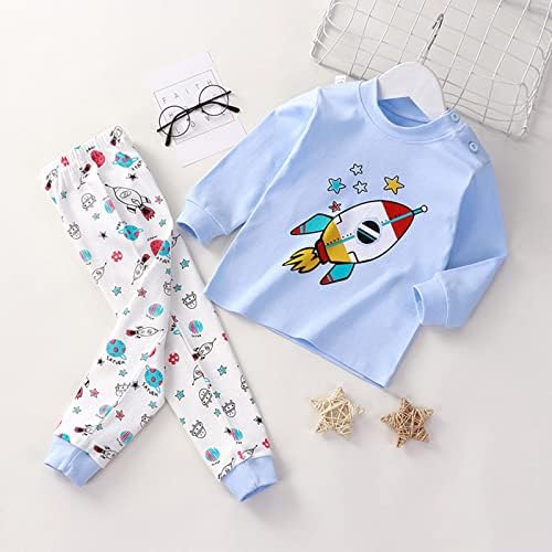 Kız Erkek Toddler Yumuşak Pijama Toddler Karikatür Baskılar Uzun Kollu Çocuk Pijama Setleri Paskalya Kıyafet Yürümeye