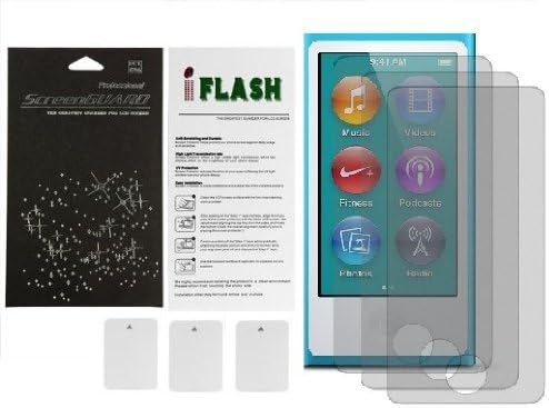 iFlash Kabarcıksız Ekran Koruyucu: Crystal Clear Edition-Apple Nano 7. Nesil için - (3 Paket) Perakende Ambalaj