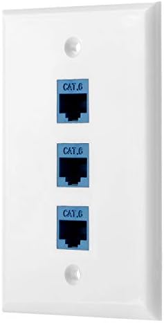 Cat 6 Duvar Plakası-Ethernet Cat 6 Kilit Taşı Dişi-Dişi Duvar Plakası Beyaz (1 Bağlantı Noktası Mavi)