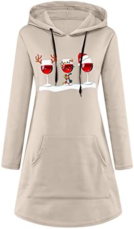 Noel Baskı Mini Elbiseler Kadınlar için Uzun Kollu Komik tatil elbisesi Rahat A-Line Salıncak Kokteyl Parti Elbiseleri