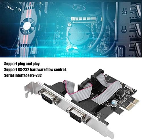 Eboxer 2 Port PCI Express RS232 Seri Adaptör, PCIe RS232 Çift Seri Port Host Controller Genişletme Kartı Dizüstü PC