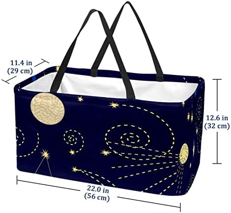 JDEZ Alışveriş Sepeti Uzay Gezegenler Desen Kullanımlık alışveriş çantası çamaşır sepeti Taşınabilir Piknik bez alışveriş