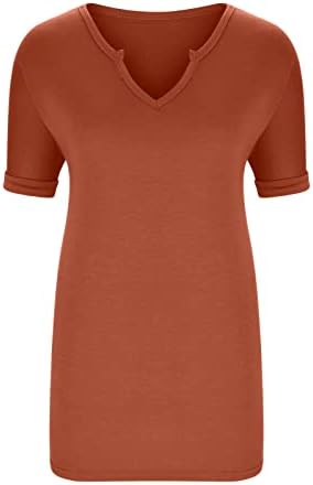 Kadın V Boyun T Shirt Yaz Kısa Kollu Katı Yaz Üstleri Şık Rahat Rahat Fit Bluz Tees Gömlek Tunikler Üst