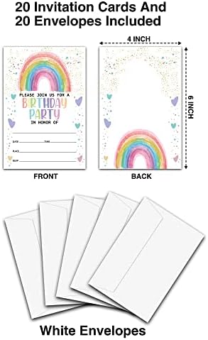 zarflı 4 x 6 Gökkuşağı Temalı Doğum Günü Partisi Davetiye Kartları (20 Set) - Çocuklar için Doğum Günü Partisi Erkek