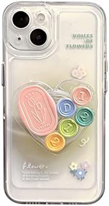 Aeılene Kalp Telefon Kılıfı için iPhone 12, sevimli 3D Japon Kore Degrade Yeşil Renkli Çiçek Aşk Kalp Telefon Kapak