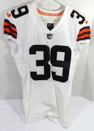 2021 Cleveland Browns Richard LeCounte 39 Oyunu Verilen Beyaz Forma 38 DP41013-İmzasız NFL Oyunu Kullanılmış Formalar