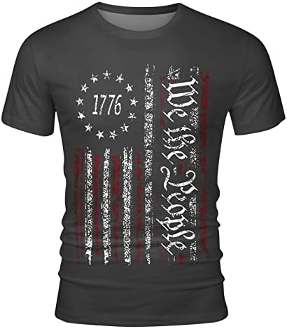Aipengry 1776 Erkek Gömlek Sıkıntılı ABD Bayrağı Vatansever T-Shirt 4th Temmuz Gömlek Erkekler ıçin Asker Kısa Kollu