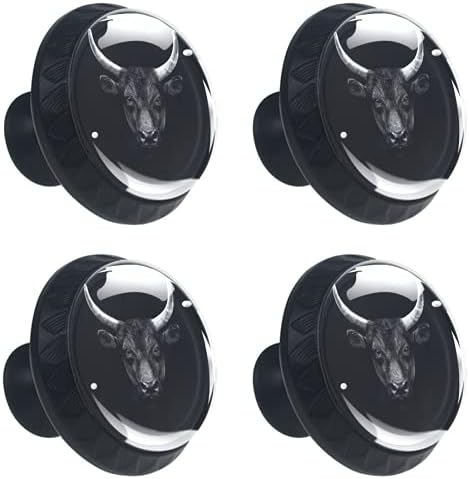 Lagerery Dresser Topuzlar Siyah Bull Başkanı Çekmece Kolları Kristal Cam Topuzlar 4 adet Renk Tasarlanmış Yuvarlak