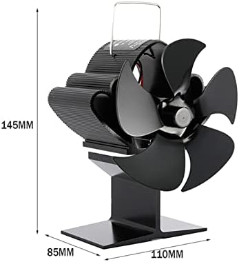 XFADR SRLİWHİTE Siyah Şömine Fan 5 İsı Powered Soba Fan Günlük Ahşap Brülör Çevre Dostu Sessiz Fan (Renk: Siyah)