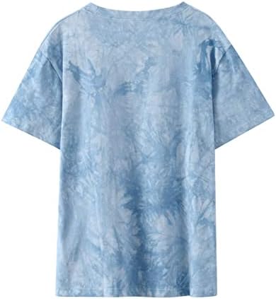NOKMOPO Bayan Gömlek ve Bluzlar Rahat Moda 2023 Vintage Gevşek Fit Kravat Güneş Ay Baskı Kısa Kollu Gömlek