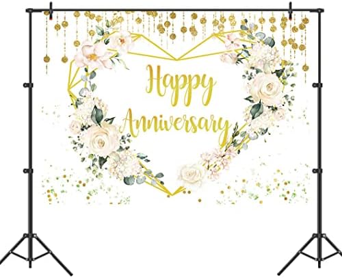 Mutlu Yıldönümü Zemin Çiçek Aşk Şerefe 10 Yıl 50th Düğün Doğum Günü Partisi Süslemeleri Altın Bokeh Nokta Düğün Parti