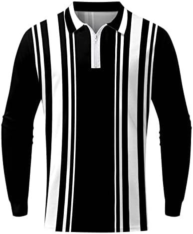 XXBR erkek Golf polo gömlekler, Moda İş Kas Spor Ekose Çizgili Düzenli fit Turn-aşağı Yaka Zip Boyun Rahat Gömlek