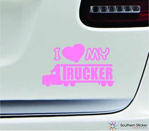 I Heart My Trucker 3.9x6. 6 Yumuşak Pembe Kamyon Araç Sembolü Aşk Mizah Amerika Birleşik Devletleri Renkli Etiket