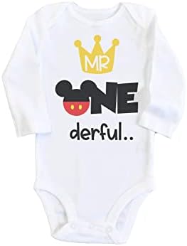Luke & Lulu Mouse İlk Doğum Günü Kıyafeti-1. Erkek Bebek Tulumu Onederful