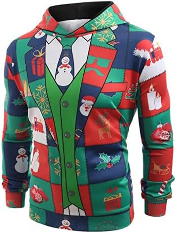 GİLİGEGE Üst Kollu Sonbahar Bluz Noel Ince Tişörtü Rahat erkek Baskılı Kapşonlu Uzun erkek kapüşonlu ve Sweatshirt