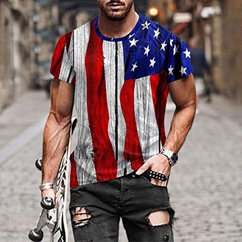 2023 Yeni Erkek Yaz Bağımsızlık Günü Moda 3D Dijital baskı kısa kollu t Gömlek Spandex Pamuklu tişört