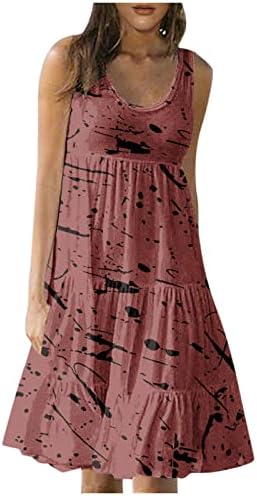 Kadınlar için elbiseler 2023 Seksi, kadın Moda Rahat Yaz Çiçek Baskı plaj elbisesi Crewneck Kolsuz Elbise