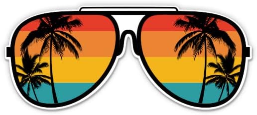 Plaj Palmiye Ağaçları Güneş Gözlüğü Sticker-5 laptop etiketi - Su Geçirmez Vinil Araba, Telefon, Su Şişesi-Tropikal