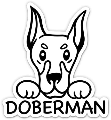 Doberman Sticker-3 laptop etiketi - Su Geçirmez Vinil Araba, Telefon, Su Şişesi - Doberman Sevimli Köpek Peeking Çıkartması