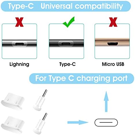 Sibba 10 Pairs USB şarj portu Toz Portu Kapakları Fiş Seti USB Tip C Anti Toz Fişleri C Tipi şarj portu ve Kulaklık