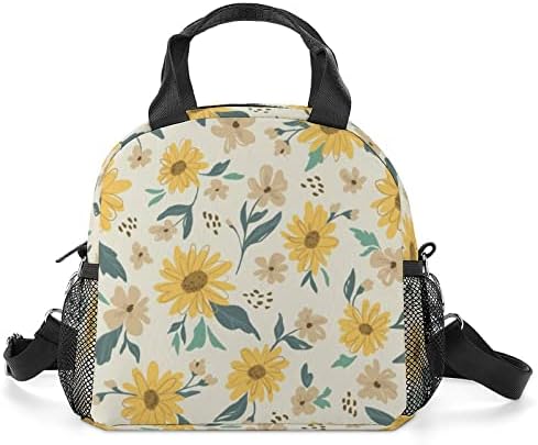 Ayçiçeği Sarı Papatya Öğle Yemeği Çantası, yemek kabı Taşınabilir Yalıtımlı yemek taşıma çantası, termal Soğutucu