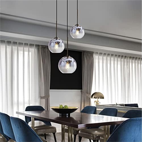 KCO aydınlatma Modern 3-ışık asılı ışık fikstür gümüş degrade cam küre kolye tavan aydınlatma ayarlanabilir kordon