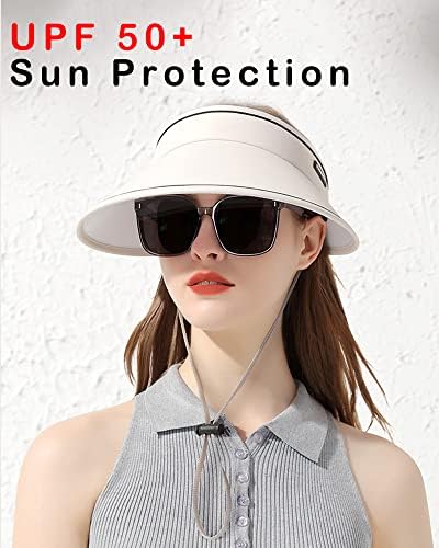 CAMSTİK Kadın UV Koruması Rüzgara Dayanıklı Geniş Kenarlı Güneşlik Şapka