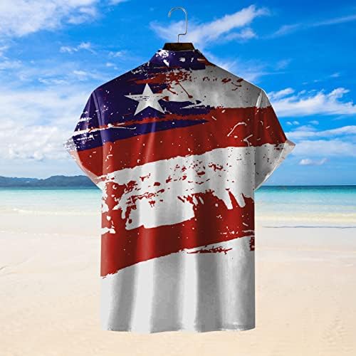 Yaz Erkek Yüzmek Gömlek Yaz Bayrağı Üst Plaj Bluz Moda Gömlek Erkekler Rahat Kısa Kollu Baskılı Kısa Kollu