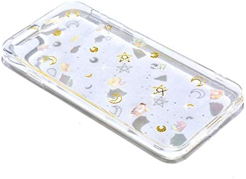 IKASEFU ile Uyumlu iPhone 6 Artı / 6 S Artı Kılıf Şeffaf Şeffaf Bling Glitter Sparkle Renkli Kabuk Yıldız Ay Ince