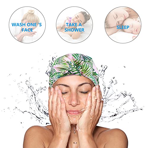 Uonlytech Bayan Şapkalar Saten Saç Kravat Ayarlanabilir Duş Başlığı Palmiye Ağacı Duş Başlığı Türban Duş Başlığı Kadınlar