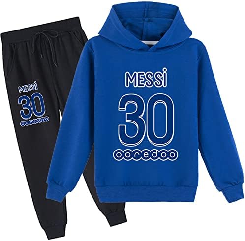 ONOTEC Çocuklar Messi Hoodie, Yenilik Rahat Kazak Tops-Grafik Uzun Kollu Kıyafetler 2 Parça Eşofman Unisex