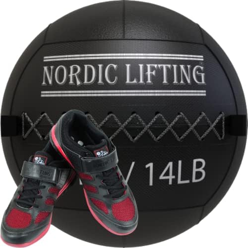 Ayakkabı Venja Boyutu 10.5 ile İskandinav Kaldırma Duvar Topu 14 lb Paket - Siyah Kırmızı