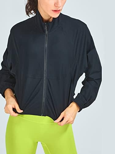 Vsaıddt UPF 50 + Egzersiz Ceketler Kadınlar için Atletik Zip Up Koşu Ceket Güneş Koruma Hafif UPF Kırpılmış Ceket