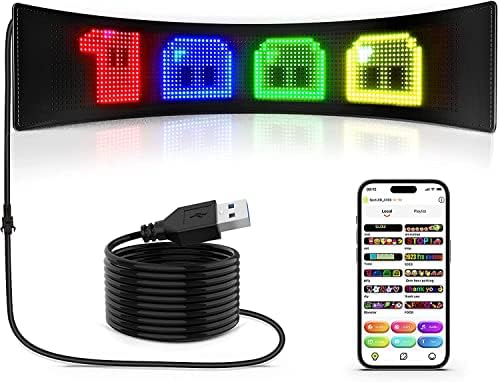 Rayhome Tam Renkli İthalat Resim Programlanabilir LED İşareti, 27 x 5 Esnek USB 5 V Çoklu Görev Rotasyon Bluetooth