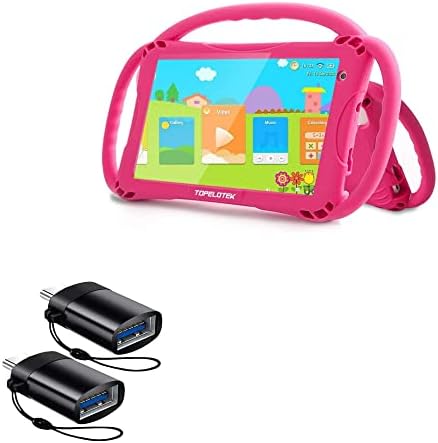 TOPELOTEK Çocuk Tableti KİDS708 (7 inç) ile Uyumlu BoxWave Kablosu-USB-C'den PORT Değiştiriciye (2'li Paket), TOPELOTEK