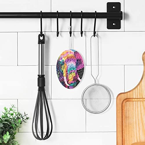 ALAZA Fil Hayvan Baskı Pop Art Modern Doğal Süngerler Mutfak Selüloz Sünger Bulaşık Yıkama Banyo ve Ev Temizliği için,