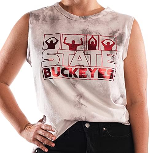 Vahşi Kolektif Ohio State Buckeyes Bayan Kravat Boya Kas Tankı Metalik Grafikli